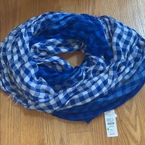 Talbots blue checkered scarf NWT
